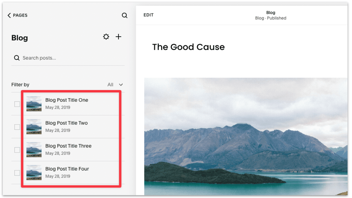 Squarespace populates blog posts by default