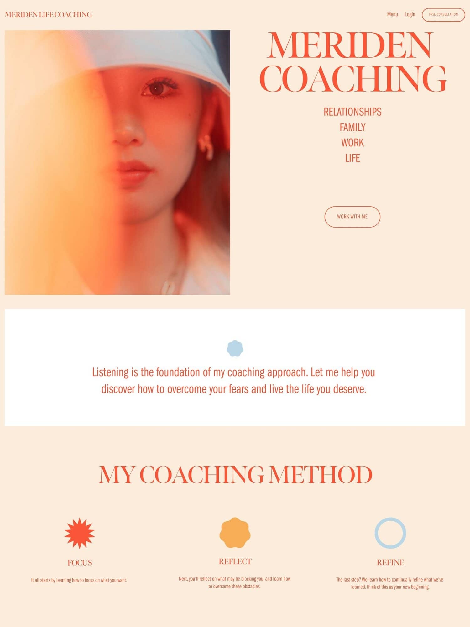 Squarespace coaching template - Mediden