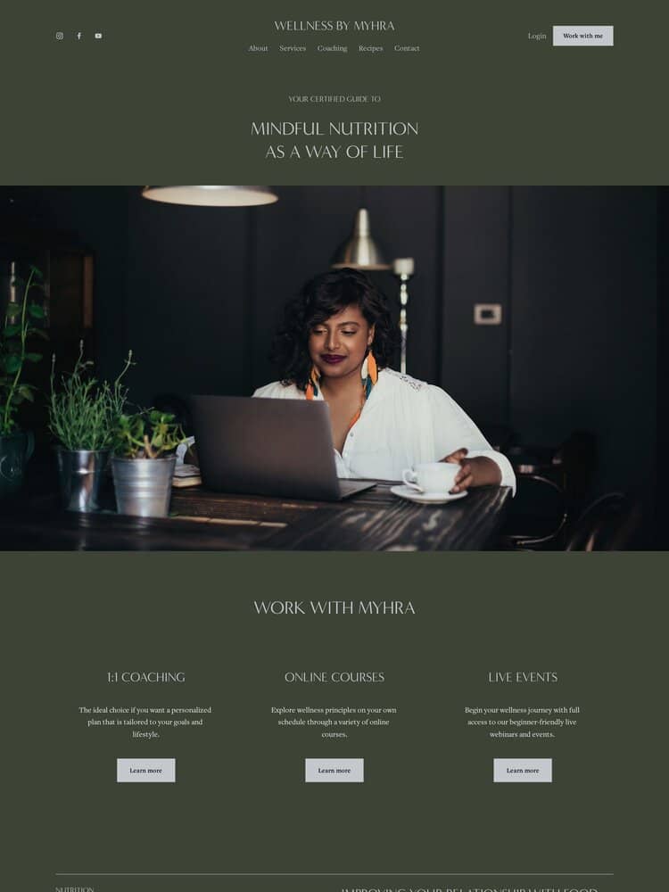 Squarespace coaching template - Myhra