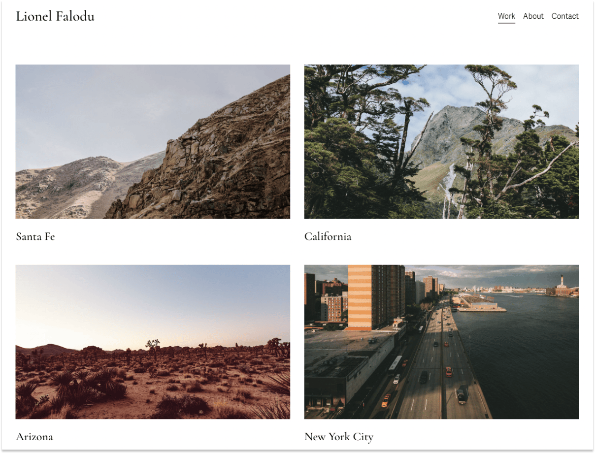 Squarespace Valodu portfolio page