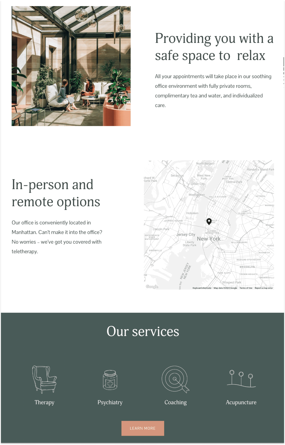 Squarespace local service section