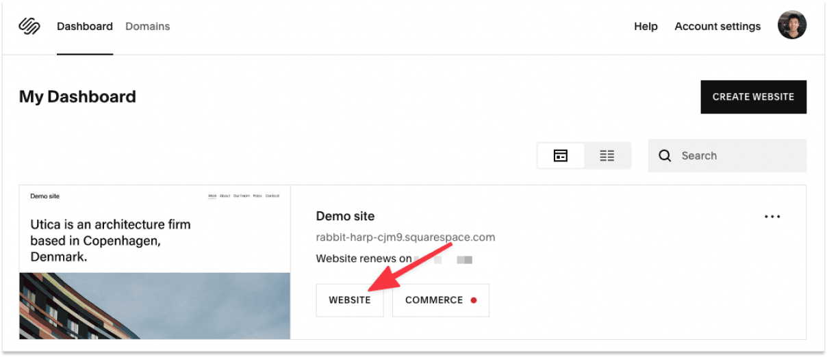 Head to your Squarespace site