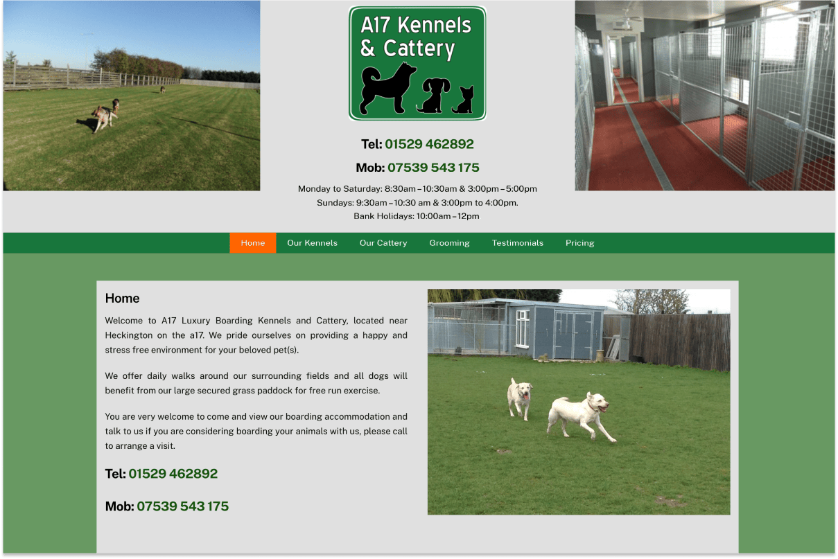 A17 Kennels & Cattery home page