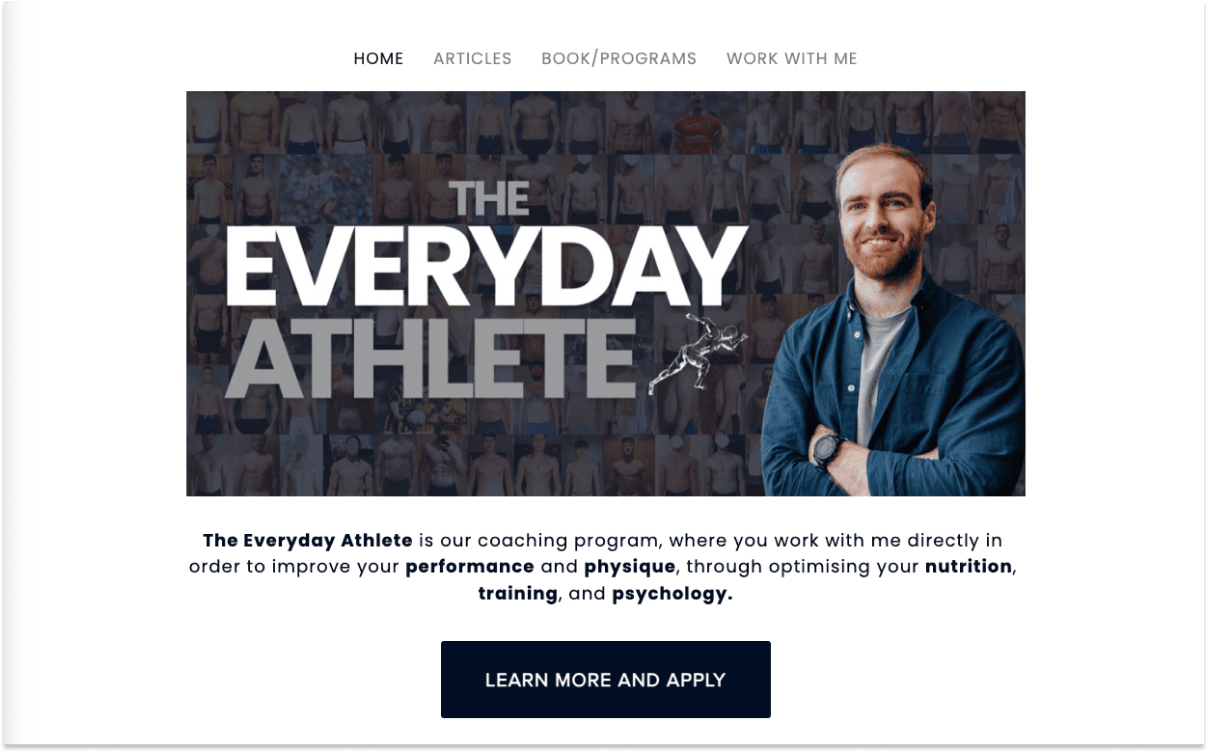Everyday Athlete program coaching landing page