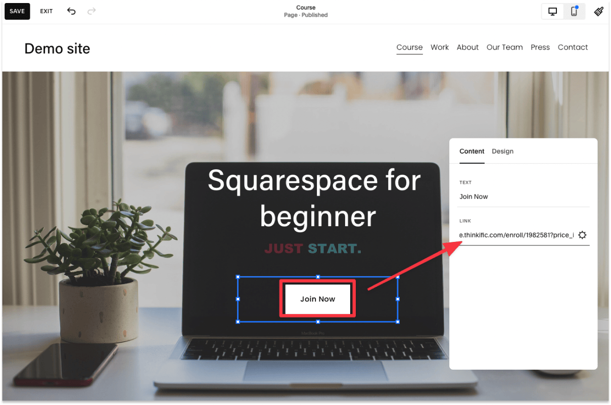 How to integrate Thinkific with your Squarespace site