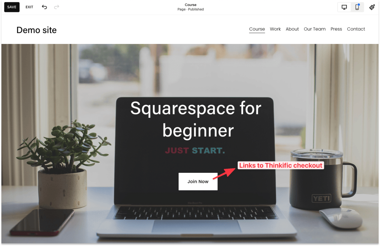 How to integrate Thinkific with your Squarespace site