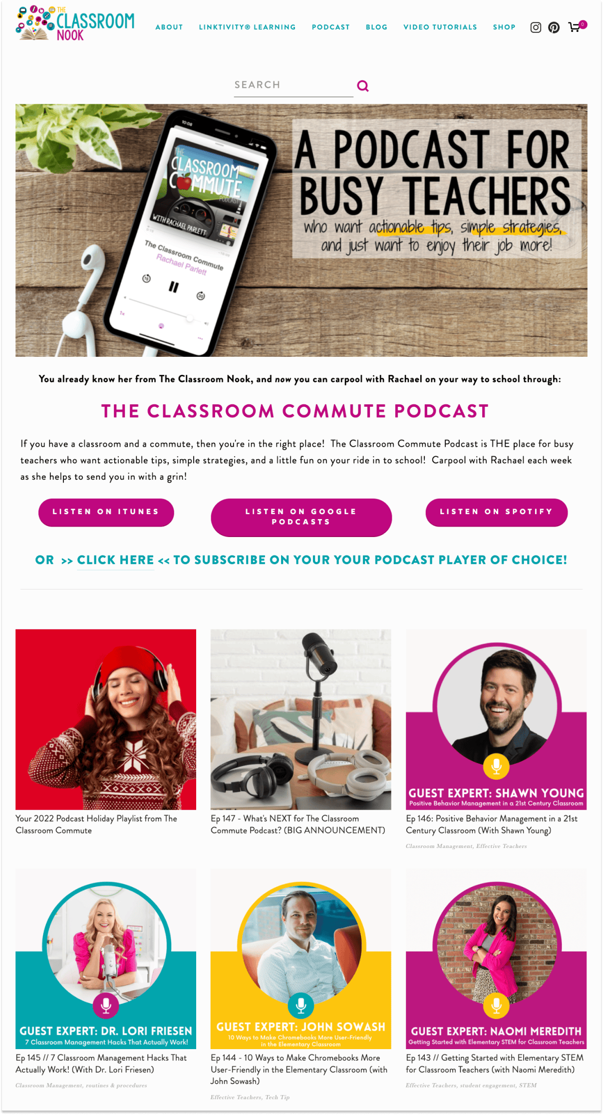 The Classroom Nook podcast home page