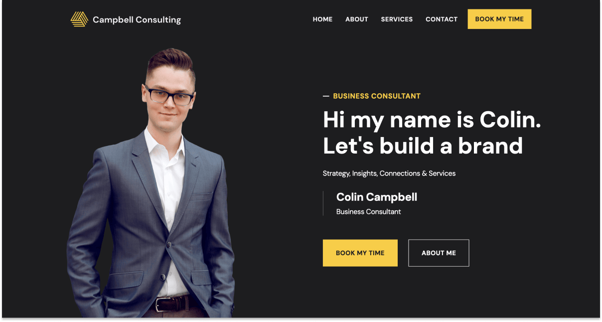 Campbell consulting website allows client to book his time right from his website