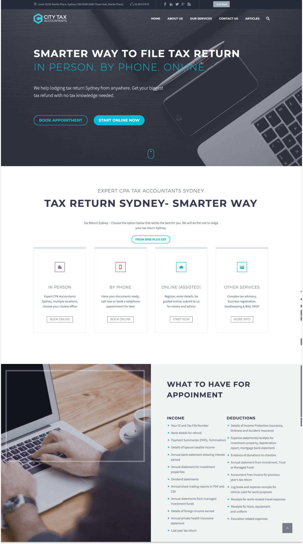 City Tax Accountants allow clients to book a time slot right from their website