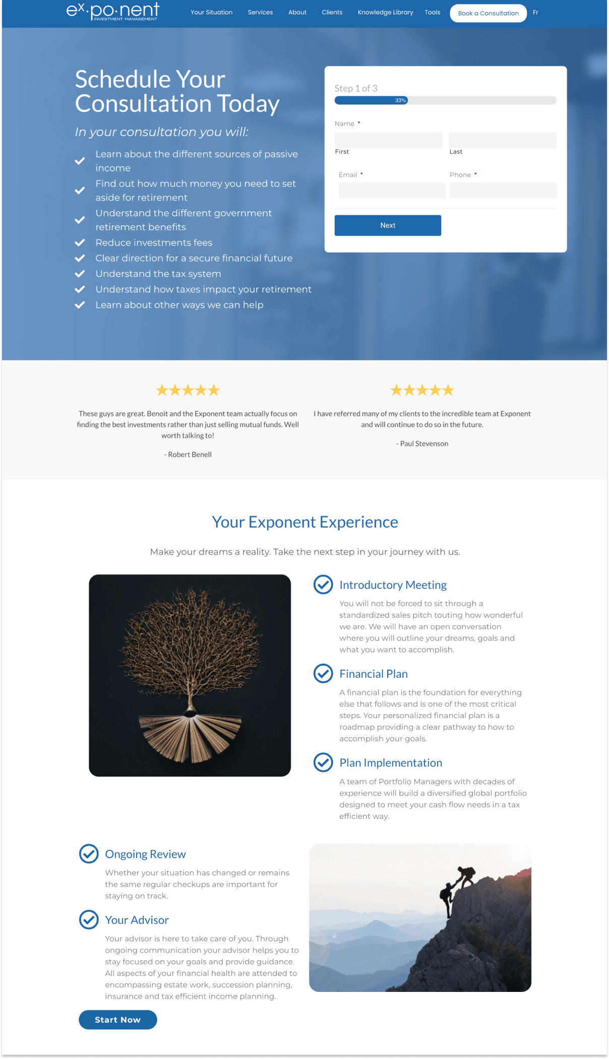 Exponent's free consultation booking page