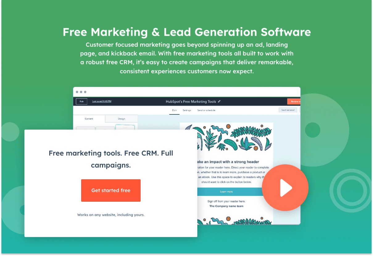 Hubspot free lead generation tools & software 