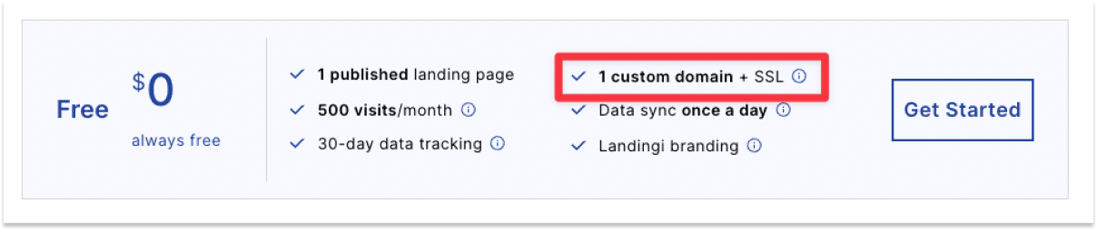 Landingi's free plan allow to you add a custom domain (free SSL included)