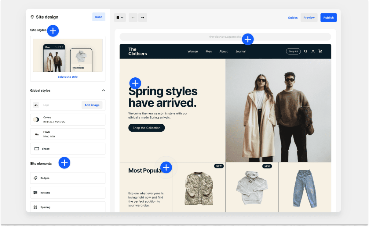 Square website editor