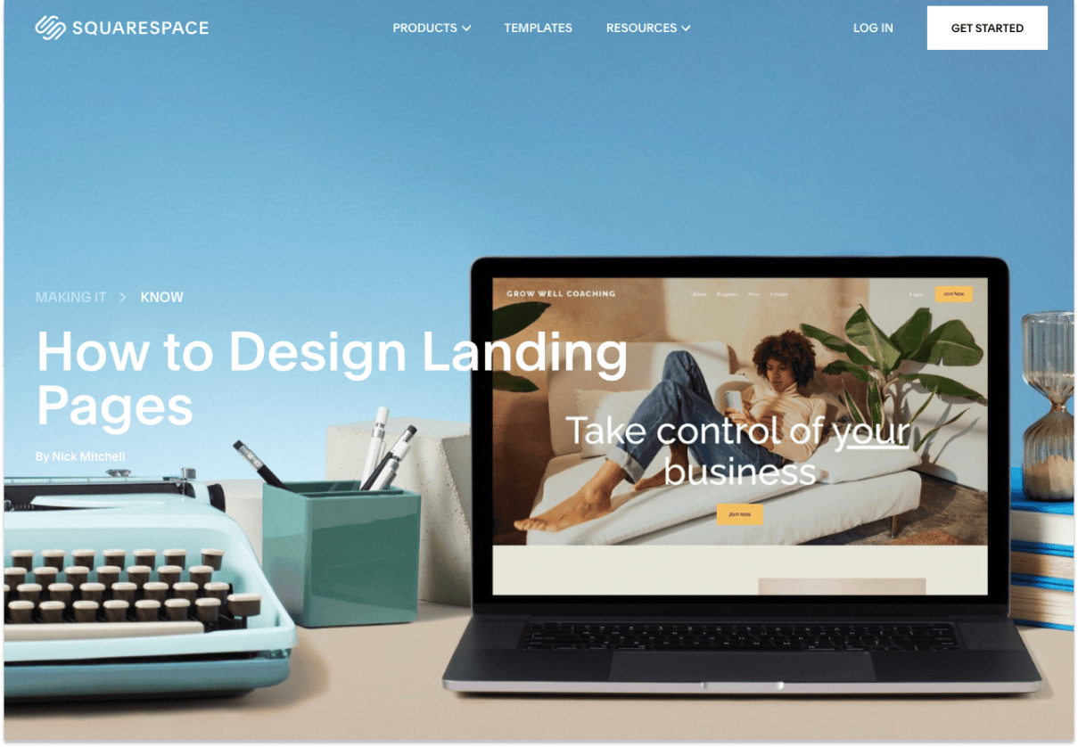 Designing a landing page on Squarespace