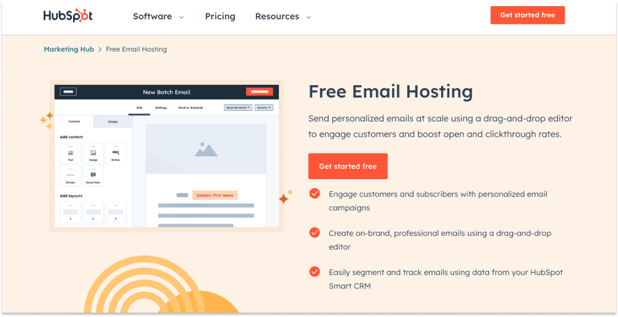 Hubspot free email hosting 