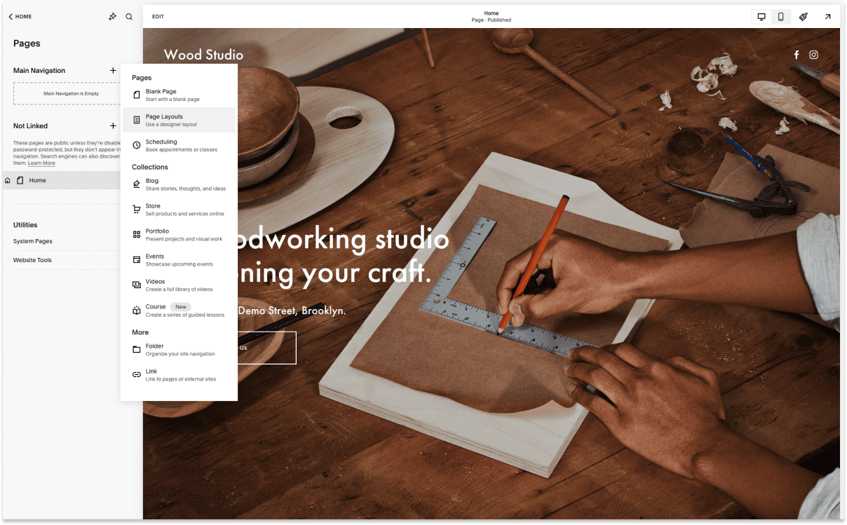 Squarespace web editor