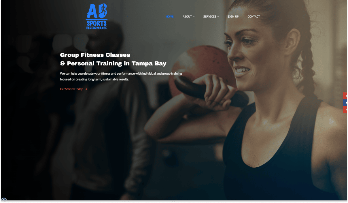 AB Sports Performance home page
