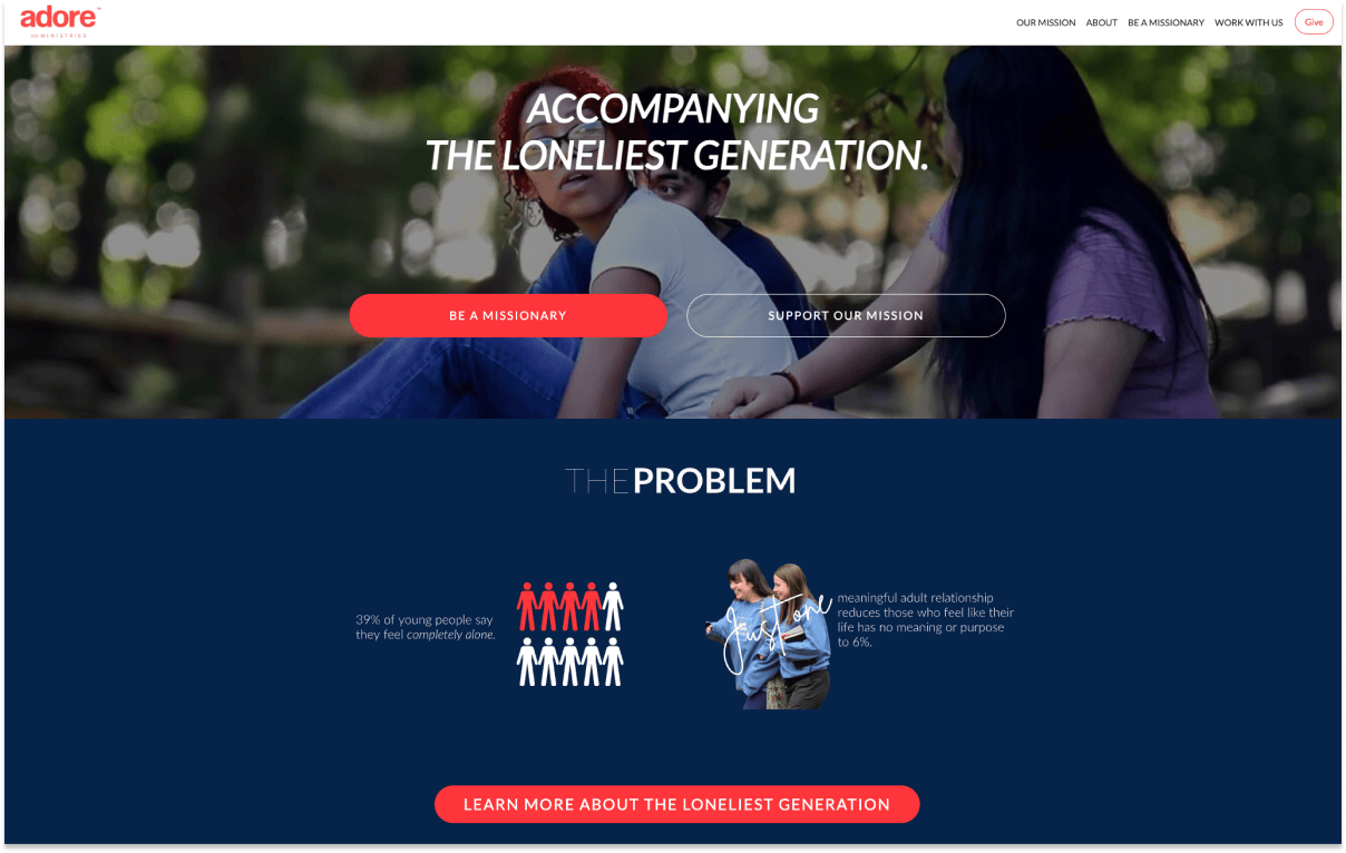 Adore Ministries home page