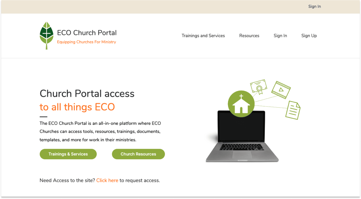 Eco Church portal home page