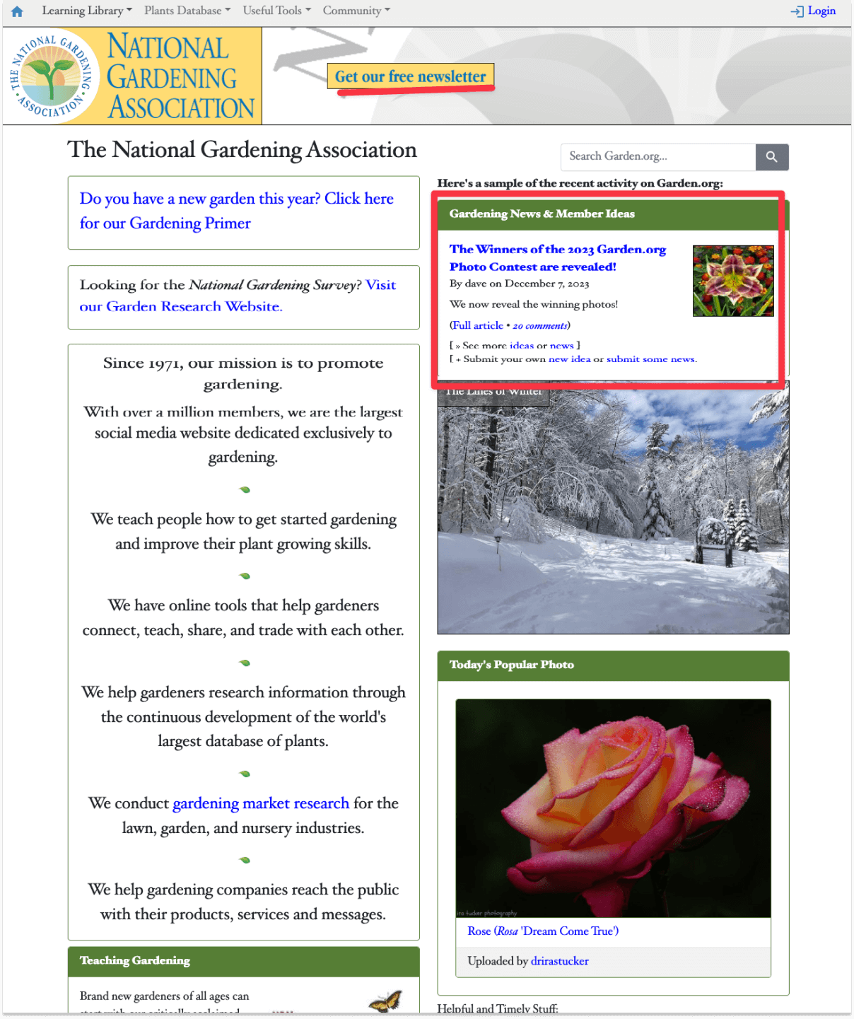Garden.org home page