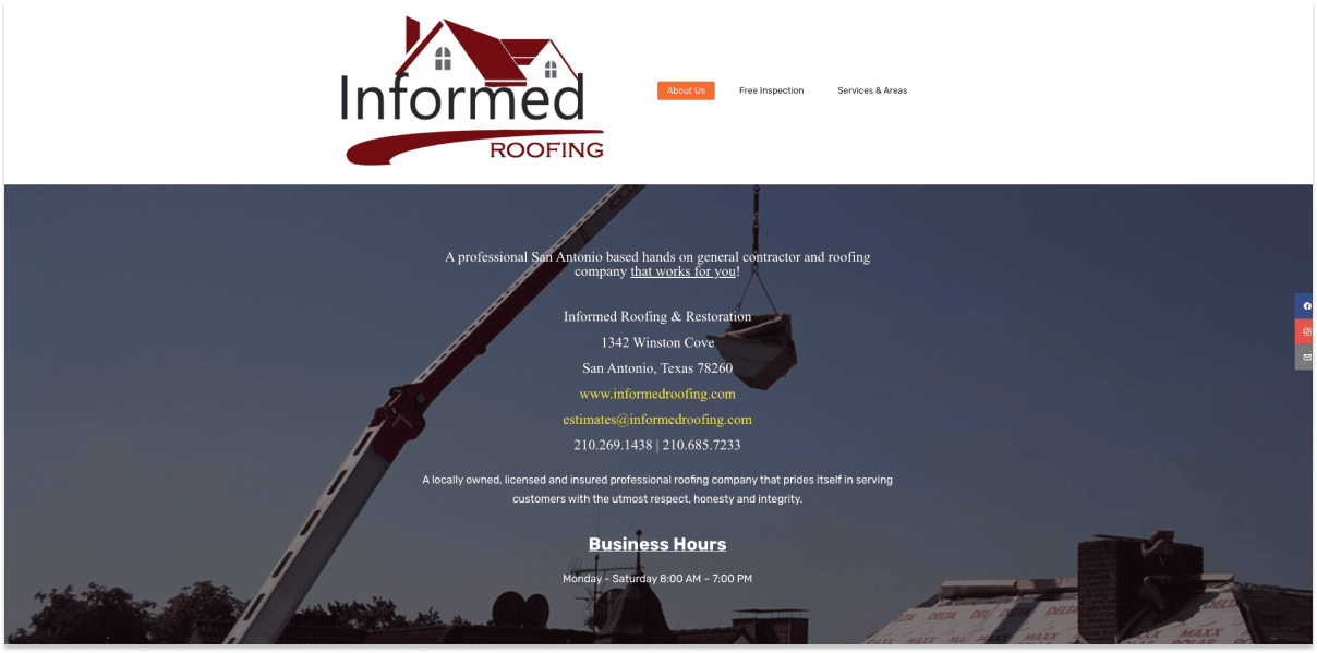 Informed Roofing home page