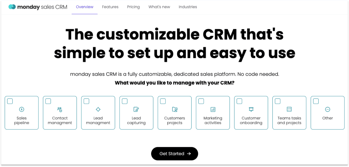 Monday CRM marketing site