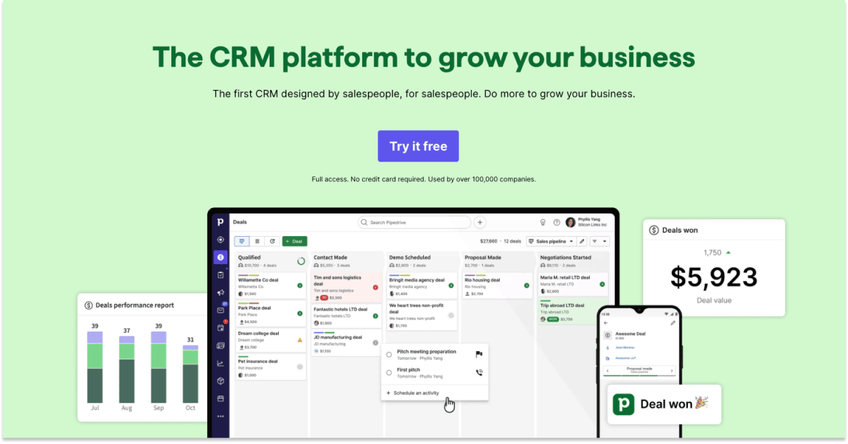 Pipedrive CRM marketing site