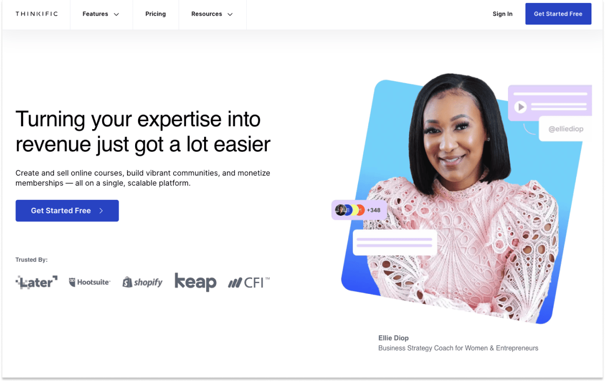 Thinkific home page