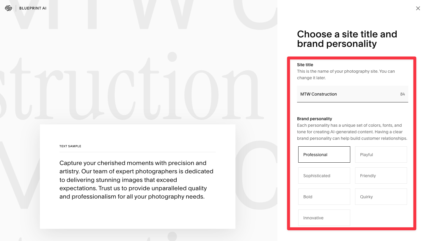 Squarespace multi-step AI onboarding