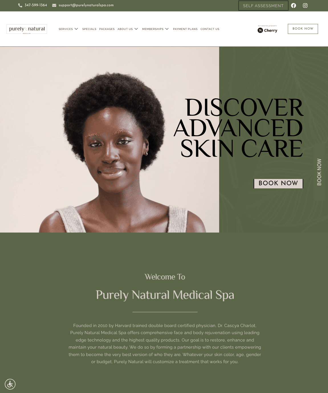 Purely Natural Med Spa home page