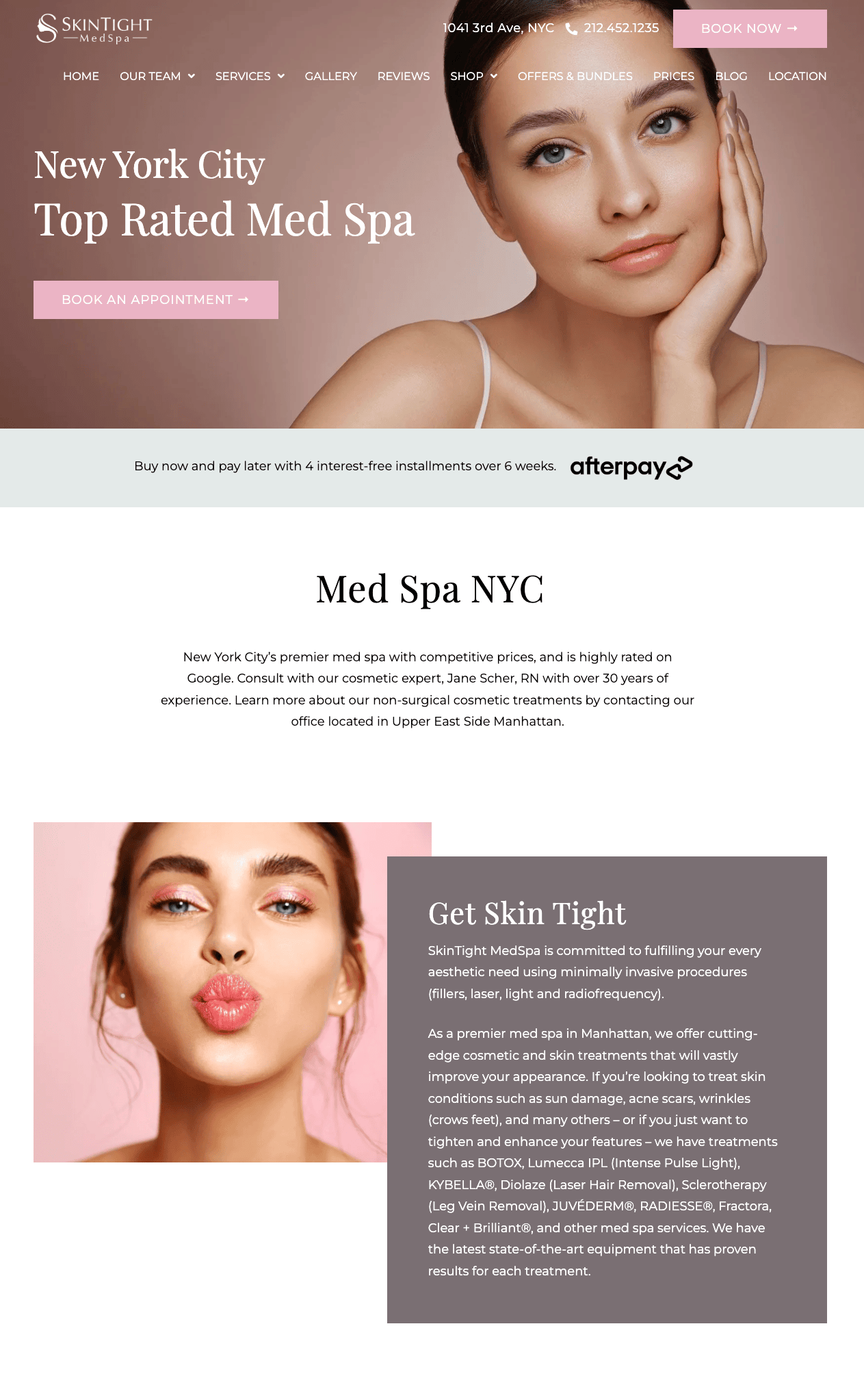 Skin Tight Med Spa home page