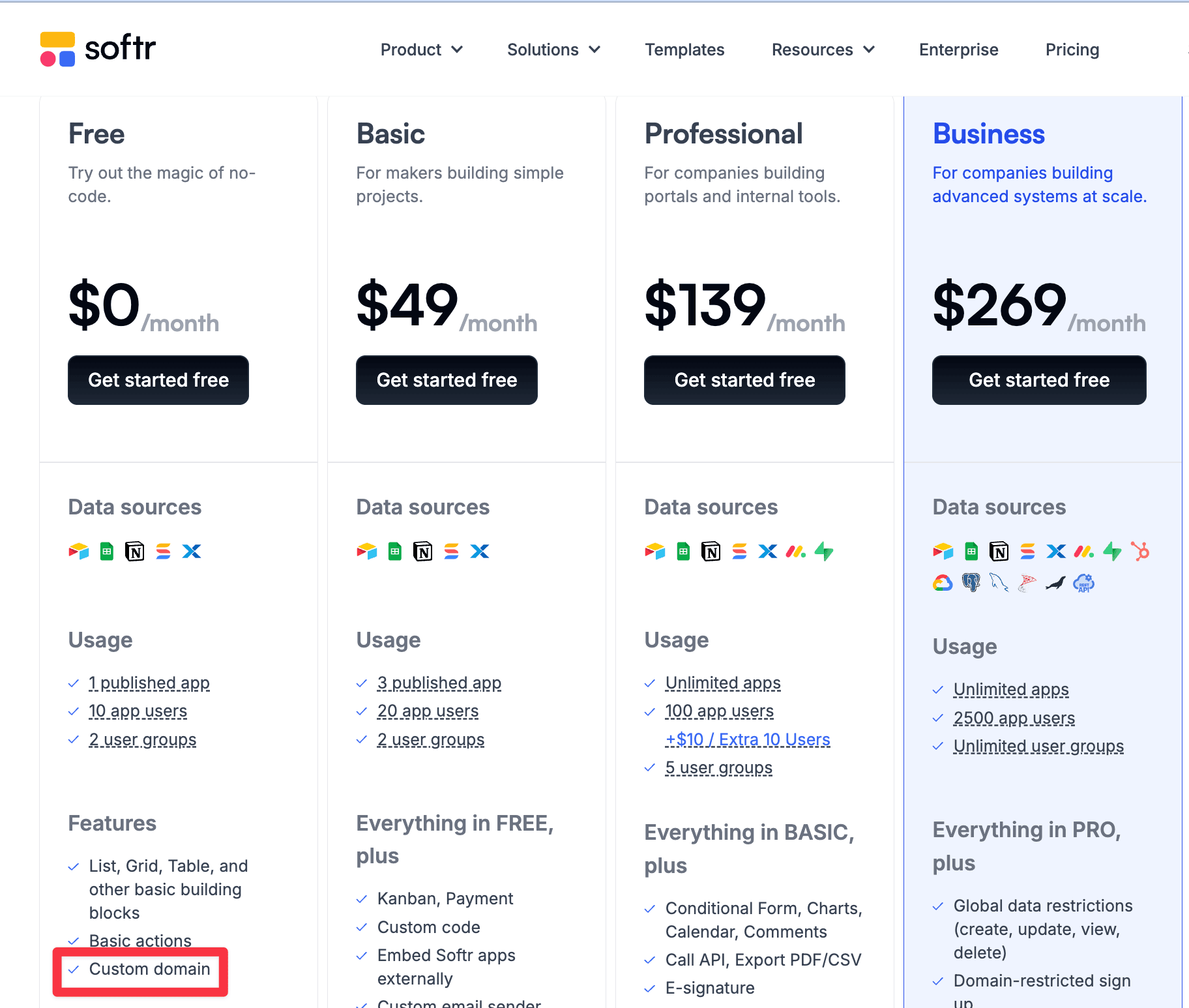 Softr pricing