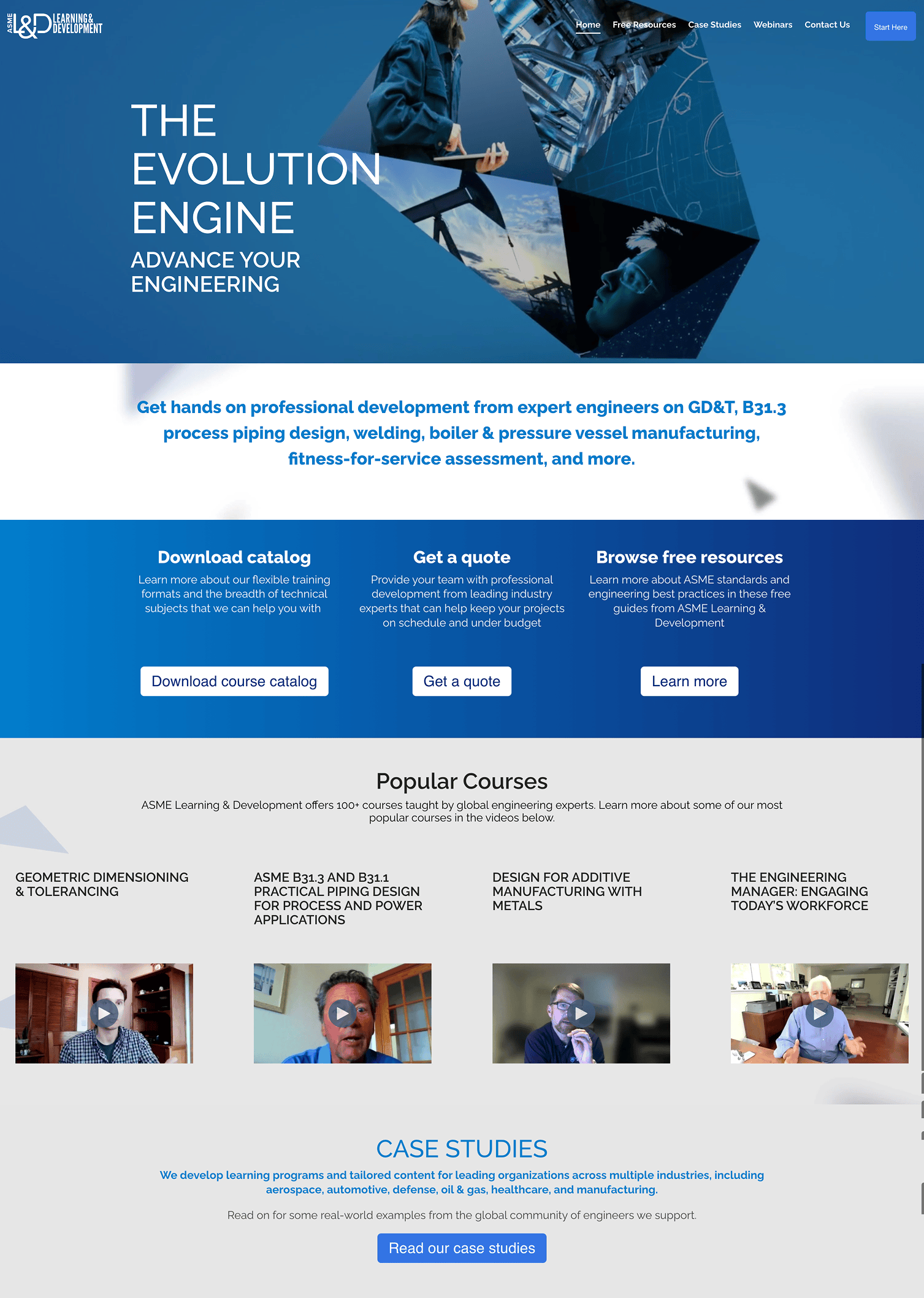 ASME Corporate Training marketing site