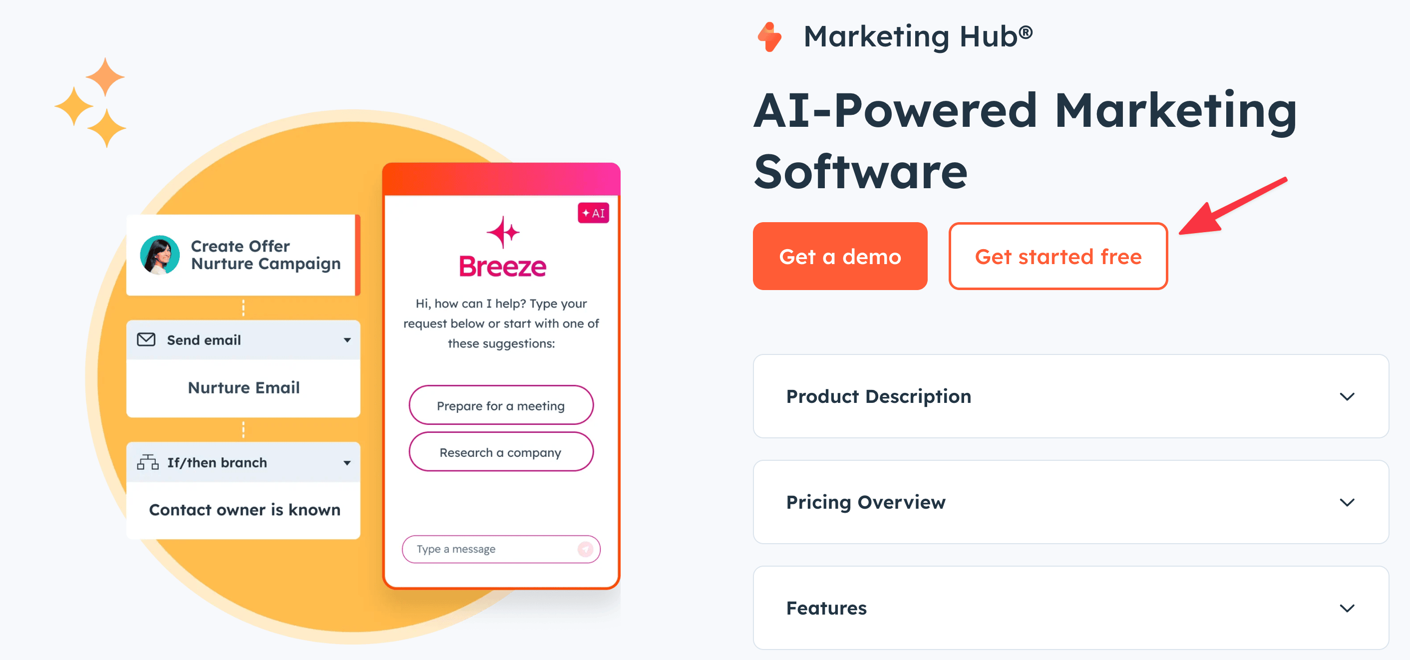 Hubspot Marketing Hub page