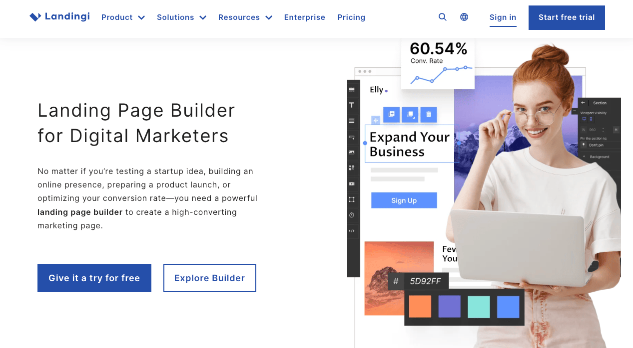 Landingi page builder marketing page