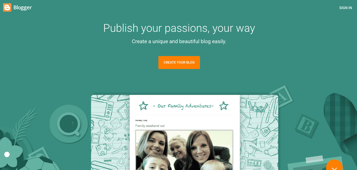 Blogger home page