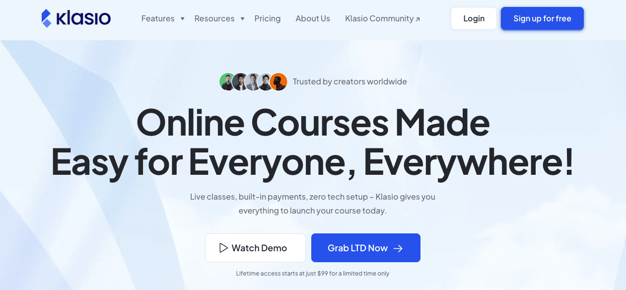 Klasio home page