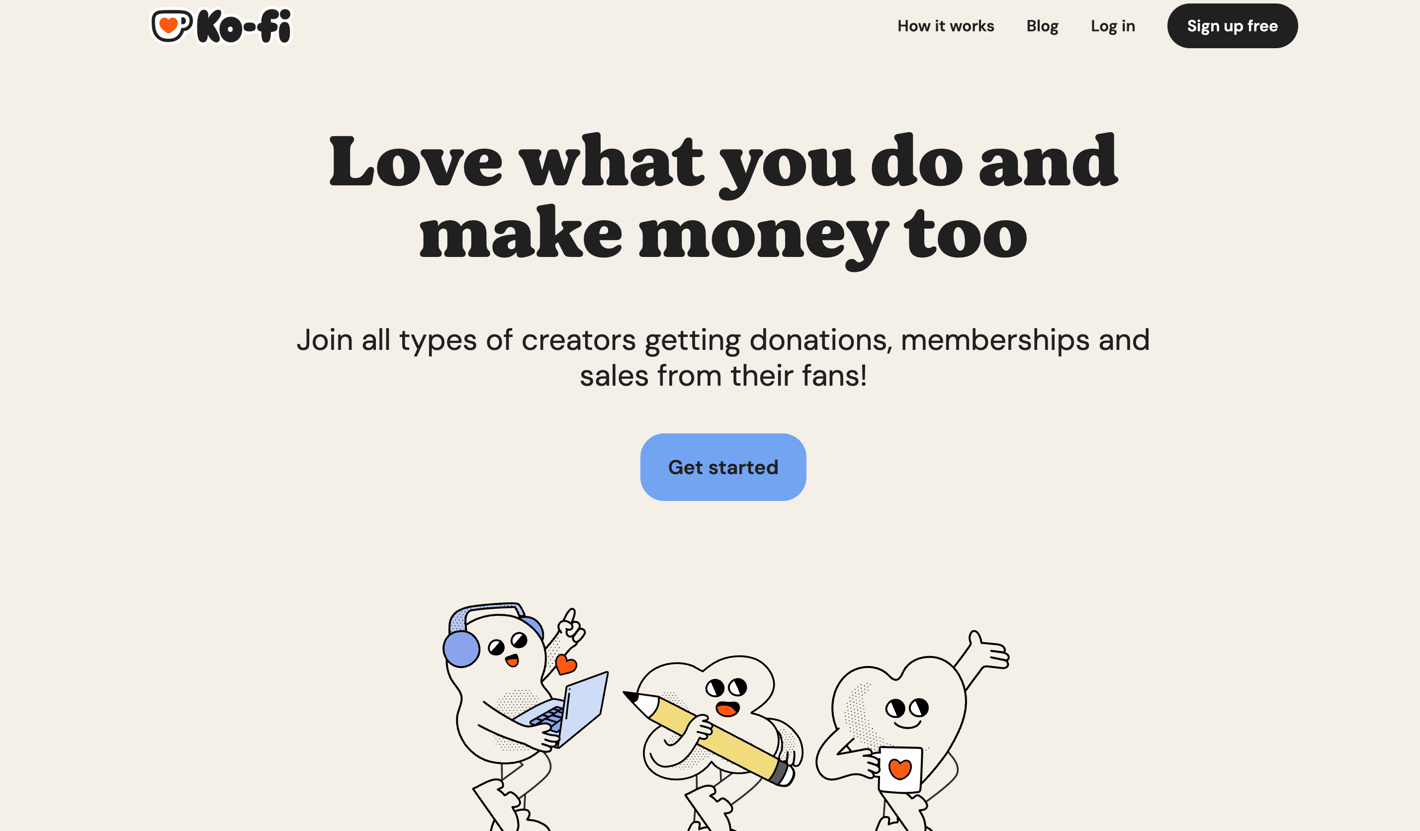Ko-fi home page
