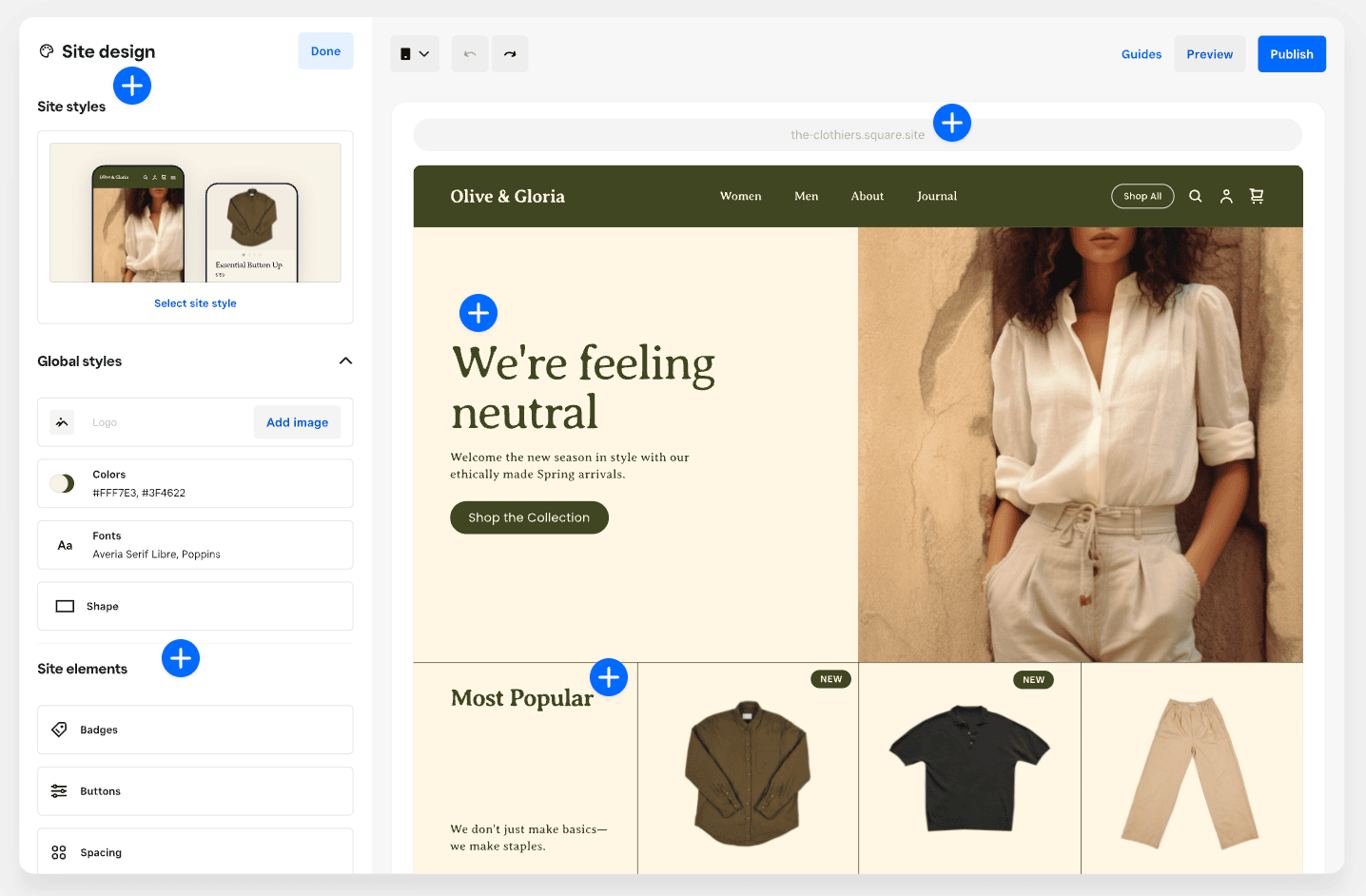 Square online store editor