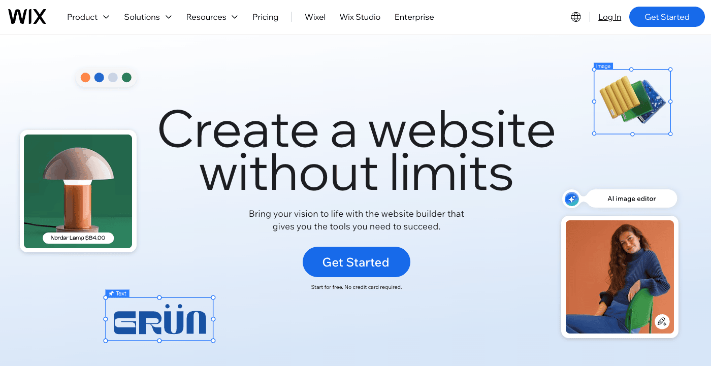 Wix home page