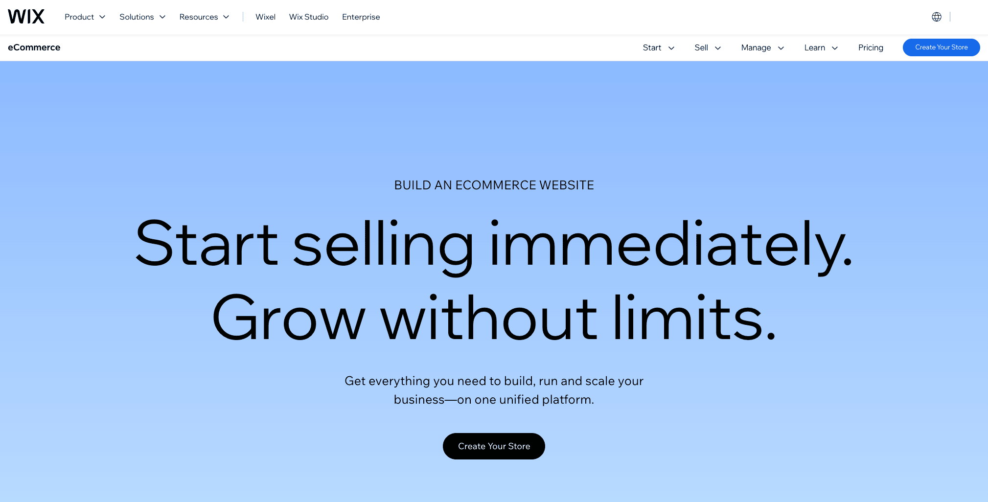 Wix home page