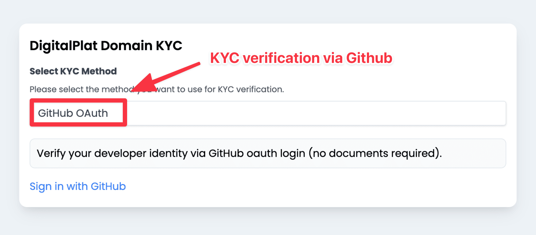 FreeDomain KYC with GitHub