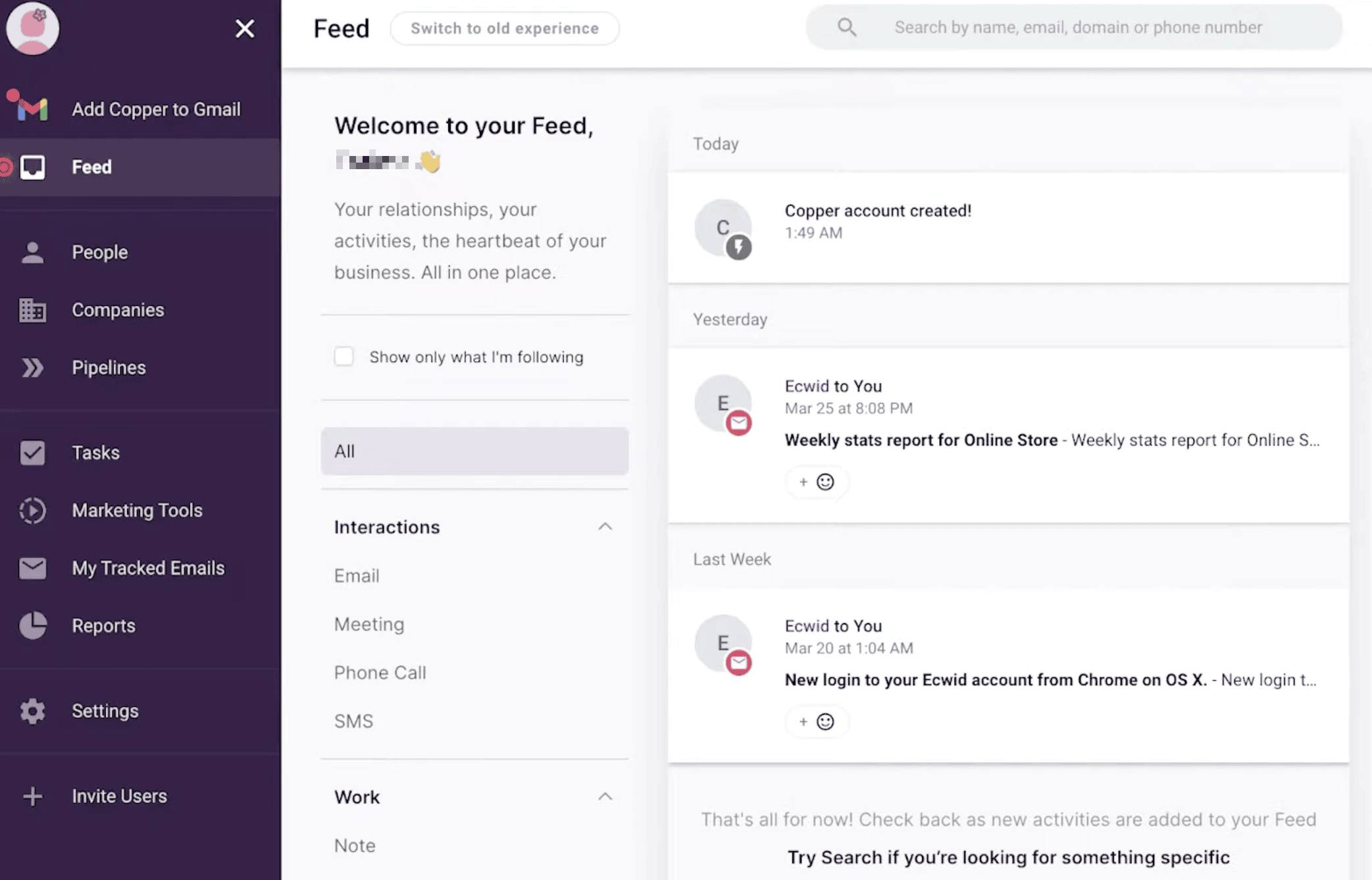 Copper lead feed for Gmail