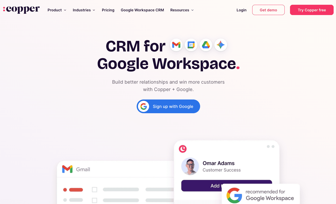 Copper CRM marketing site