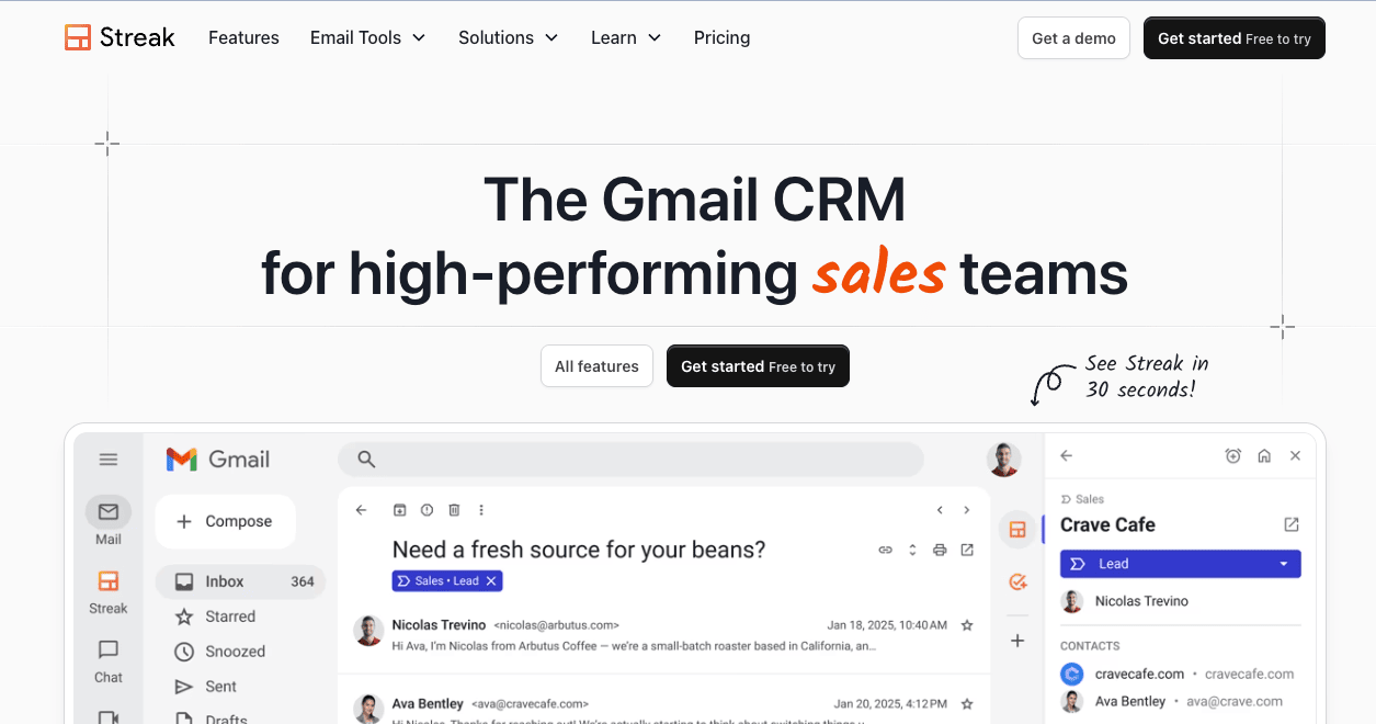 Streak marketing site