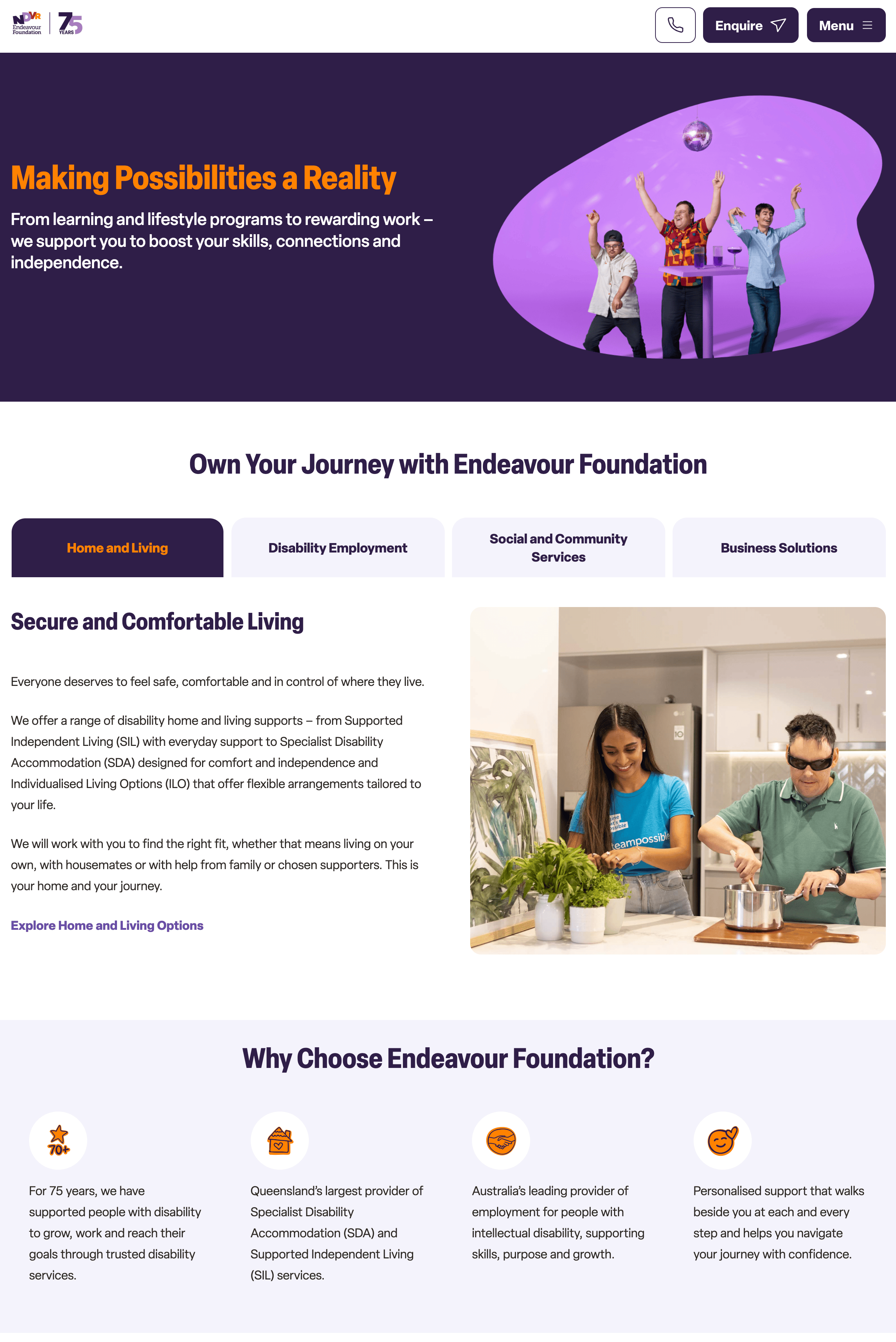 Endeavour Foundation home page