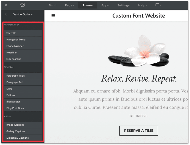How to change font in Weebly